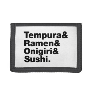 Japanese Foods Tempura & Ramen & Onigiri & Sushi. Tri-fold Wallet