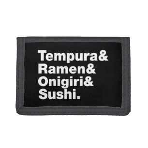 Japanese Foods Tempura & Ramen & Onigiri & Sushi.  Trifold Wallet