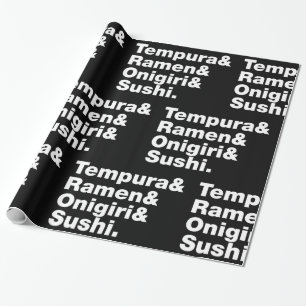 Japanese Foods Tempura & Ramen & Onigiri & Sushi.  Wrapping Paper