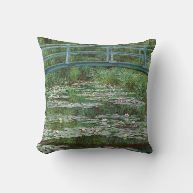 Japanese Footbridge Claude Monet French Art Throw Pillow (Front)