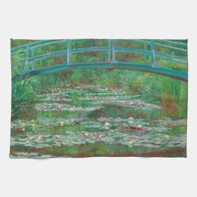 Japanese Footbridge Claude Monet Impressionist Kitchen Towel (Horizontal)