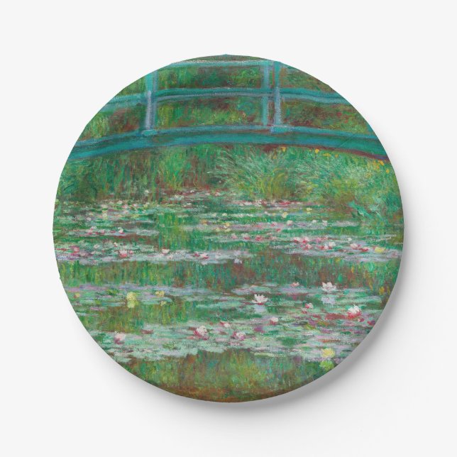 Japanese Footbridge Claude Monet Impressionist Paper Plates (Front)