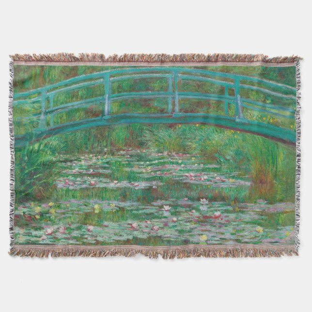 Japanese Footbridge Claude Monet Impressionist Throw Blanket (Front)