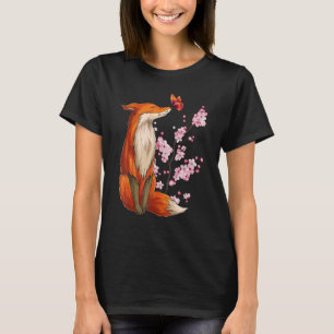 Japanese Fox Cherry blossom Flower sakura trees T-Shirt