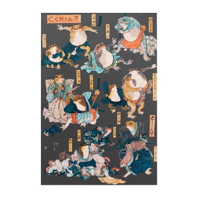 Japanese Frog ukiyo-e Froggies Acrylic Print (Front)