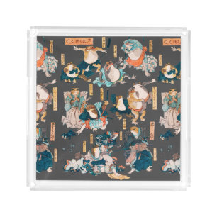 Japanese Frog ukiyo-e Froggies Acrylic Tray