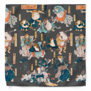 Japanese Frog ukiyo-e Froggies Bandana