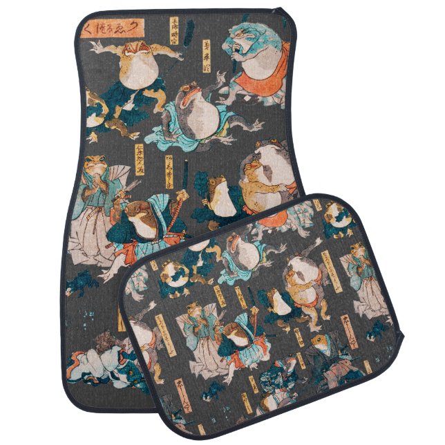 Japanese Frog ukiyo-e Froggies Car Floor Mat (Set)
