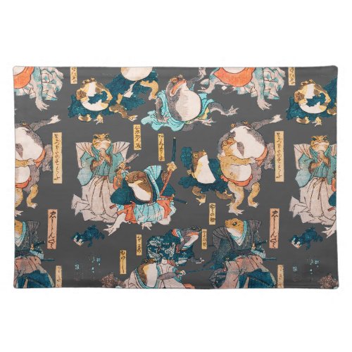 Japanese Frog ukiyo_e Froggies Cloth Placemat