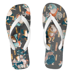 Japanese Frog ukiyo-e Froggies Flip Flops