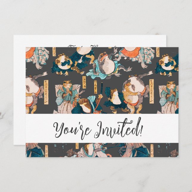 Japanese Frog ukiyo-e Froggies Invitation (Front/Back)