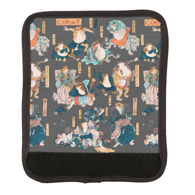 Japanese Frog ukiyo-e Froggies Luggage Handle Wrap (Front)