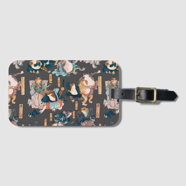 Japanese Frog ukiyo-e Froggies Luggage Tag (Front Horizontal)