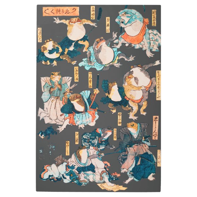 Japanese Frog ukiyo-e Froggies Metal Print (Front)