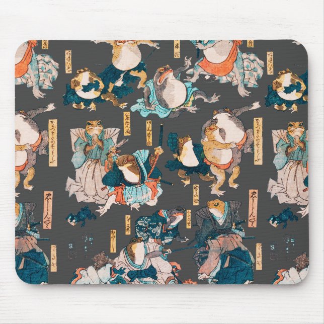 Japanese Frog ukiyo-e Froggies Mouse Pad (Front)