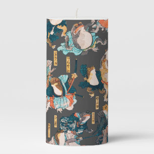 Japanese Frog ukiyo-e Froggies Pillar Candle