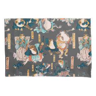 Japanese Frog ukiyo-e Froggies Pillow Case