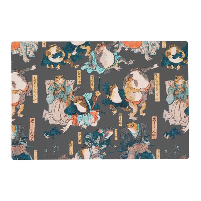 Japanese Frog ukiyo-e Froggies Placemat (Front)