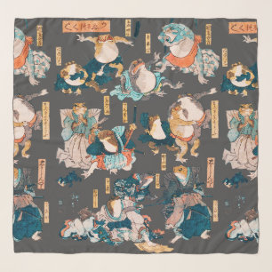 Japanese Frog ukiyo-e Froggies Scarf