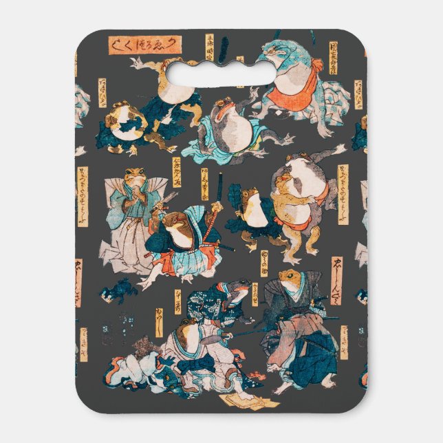 Japanese Frog ukiyo-e Froggies Seat Cushion (Front Vertical)