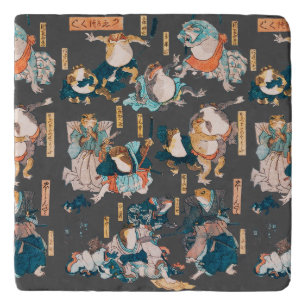 Japanese Frog ukiyo-e Froggies Trivet