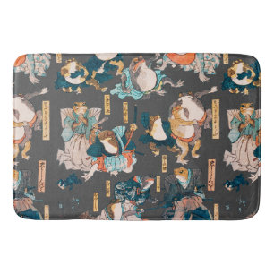 Japanese Frog Woodblock Print Kuniyoshi Ukiyo-e Bath Mat