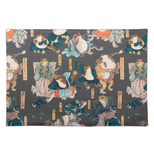 Japanese Frog Woodblock Print Kuniyoshi Ukiyo-e Cloth Placemat