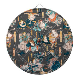 Japanese Frog Woodblock Print Kuniyoshi Ukiyo-e Dart Board