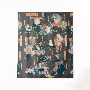 Japanese Frog Woodblock Print Kuniyoshi Ukiyo-e Tapestry