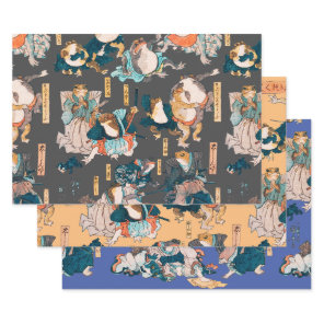 Japanese Frog Woodblock Print Kuniyoshi Ukiyo-e Wrapping Paper Sheets