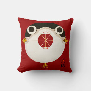 Japanese Fugu blowfish Throw Pillow