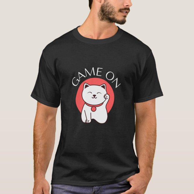 Japanese Game On Cat Charm - Good Gaming T-Shirt (Front)