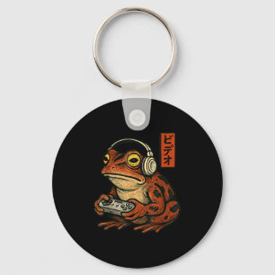 Japanese Gamer Frog Art Men Women Boys Funny Vinta Keychain