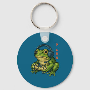 Japanese Gamer Frog Art Men Women Boys Funny Vinta Keychain