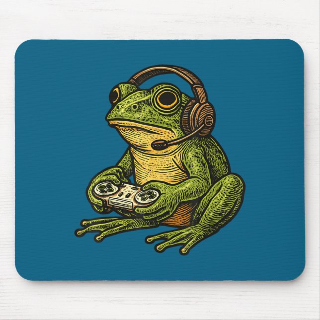 Japanese Gamer Frog Art Men Women Boys Funny Vinta Mouse Pad (Front)