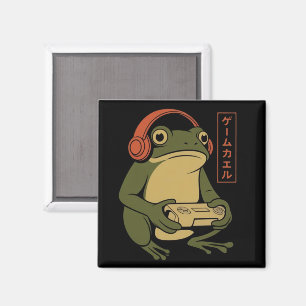 Japanese Gamer Frog Funny Vintage Gaming Magnet
