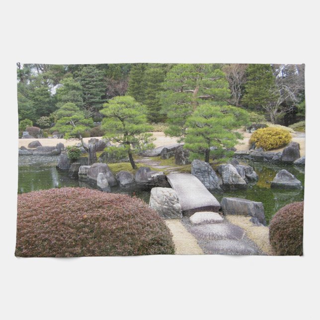 Japanese Garden 日本庭園 Kitchen Towel (Horizontal)