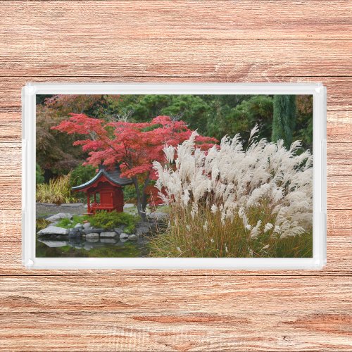 Japanese Garden Autumn Scene Acrylic Tray