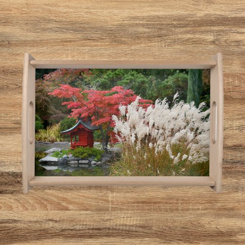 Japanese Garden Autumn Scene Serving Tray