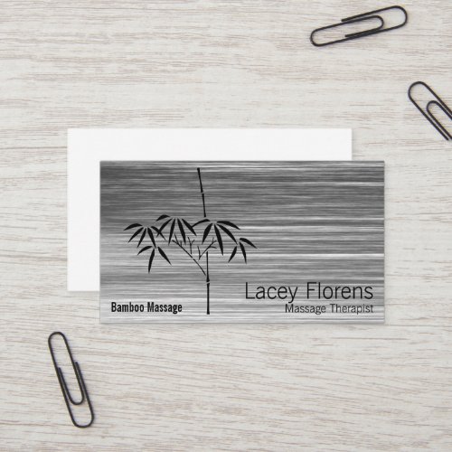 Japanese Garden Bamboo Gradient Scratched Business Card Template