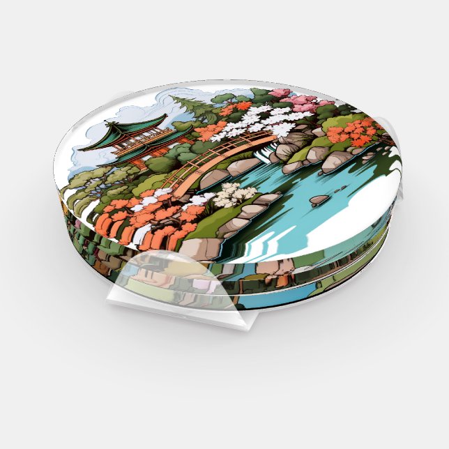 Japanese Garden Bliss: Scenic Acrylic Coaster Set (Set)