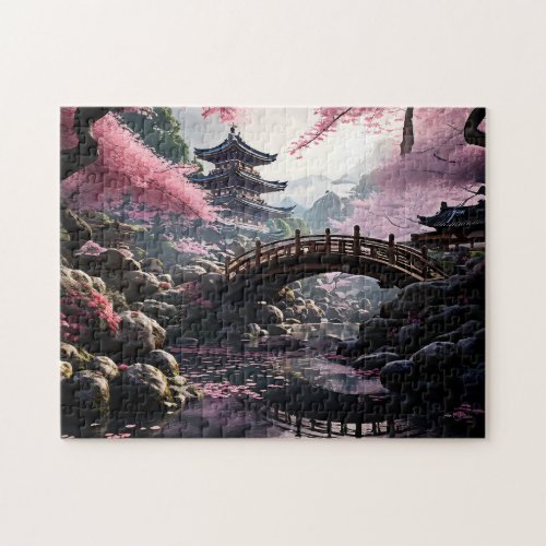 Japanese Garden Cherry Blossom Jigsaw Puzzle