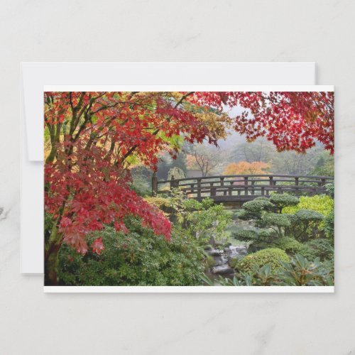 Japanese Garden in a Foggy Fall Morning Card Custom Invites