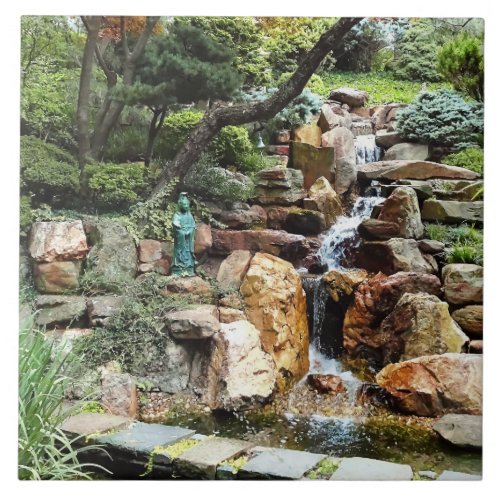 Japanese Garden in Autumn Ceramic Tile