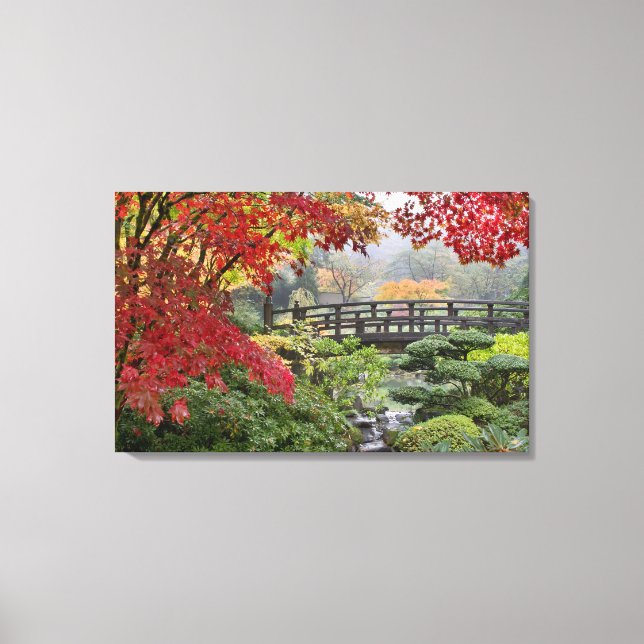 Japanese Garden in Fall Stretched Canvas Print (Front)