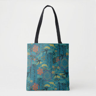 Japanese Garden in Teal Tote Bag