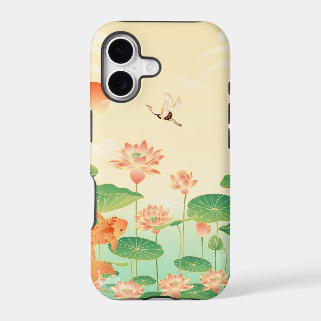 Japanese Garden Koi Pond and Waterlilies Art Case-Mate iPhone Case (Back)
