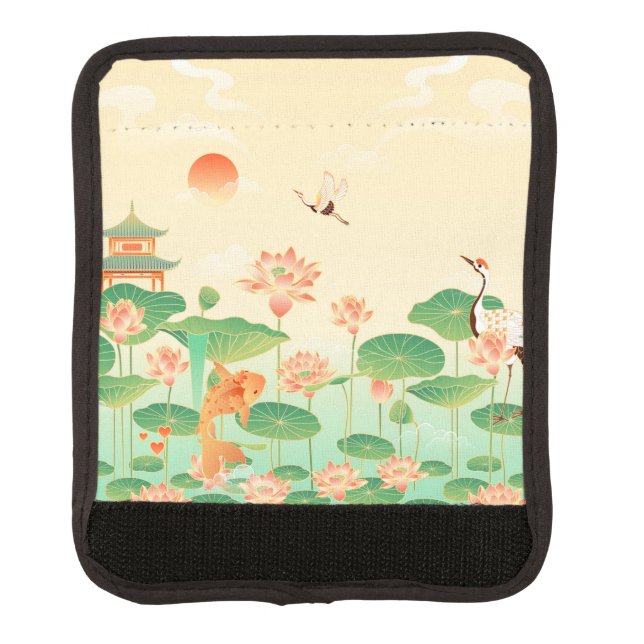 Japanese Garden Koi Pond and Waterlilies Art Luggage Handle Wrap (Front)