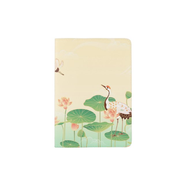 Japanese Garden Koi Pond and Waterlilies Art Passport Holder (Front)