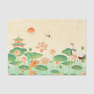 Japanese Garden Koi Pond and Waterlilies Art Tissue Paper